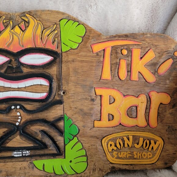 15" x 10½" Ron Jon Wood Decor Tiki Sign Bar Pool Man Cave Surfer Gift Nautical - Picture 3 of 16